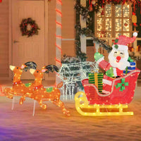 Pre-lit Christmas Santa Claus & Reindeer Sleigh Xmas Decor Set w/ 239 LED Lights