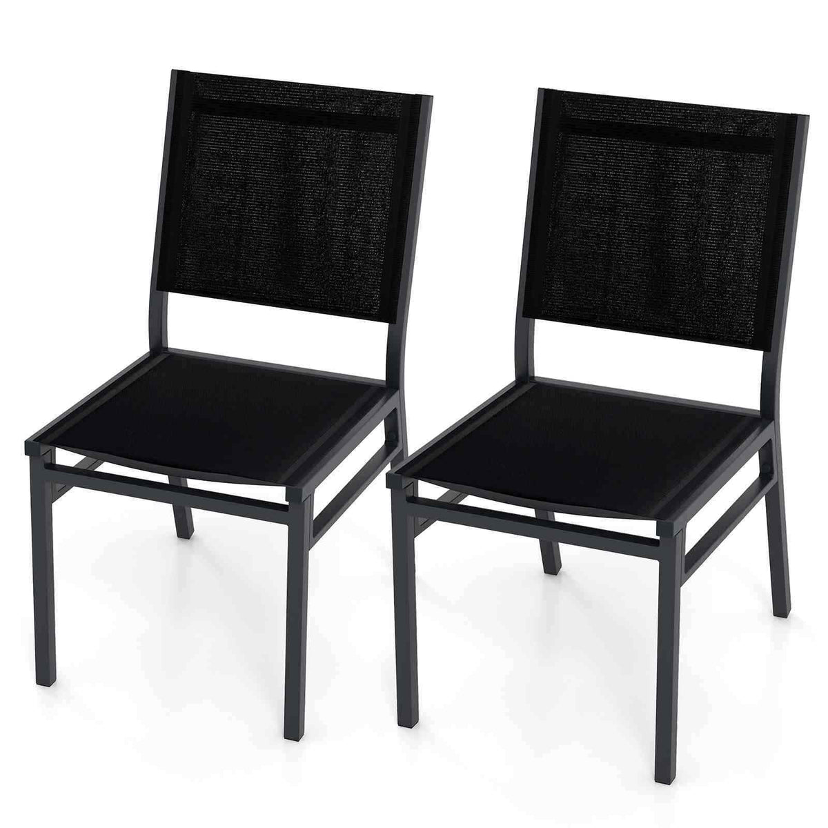 2 Pieces Outdoor Patio Armless Dining Chairs, Heavy-Duty Aluminum Frame,Backyard