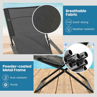 Outdoor Portable Patio Folding Sling Chair with Ottoman, Ottoman Set for Deck