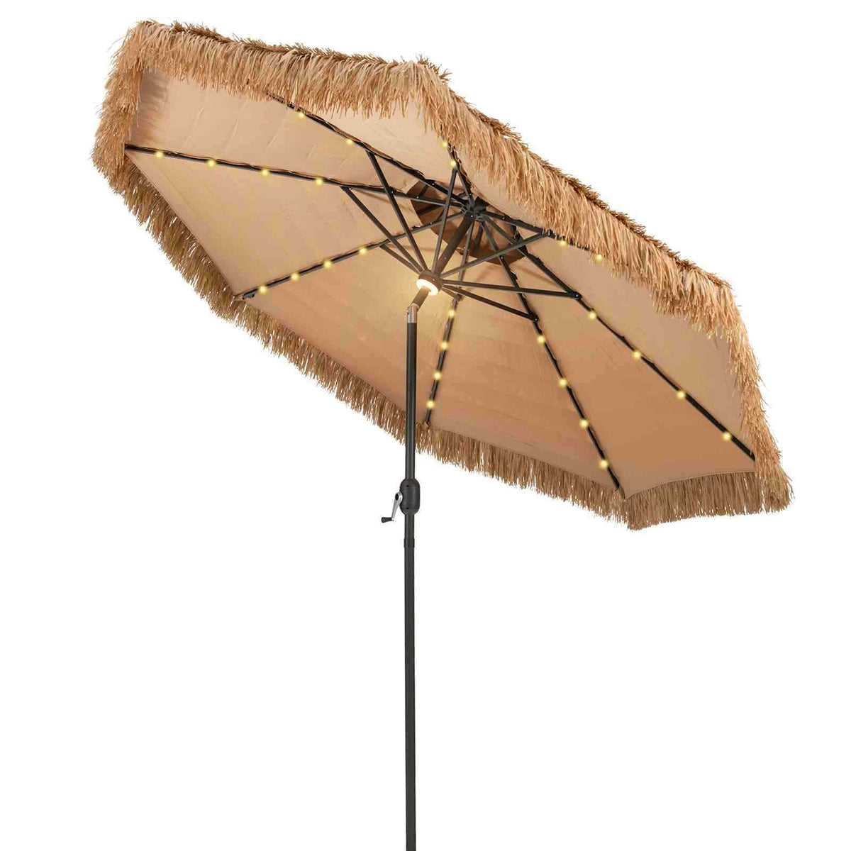 Height Adjustable & Foldable Hawaiian Style Beach Thatched Tiki Patio Umbrella