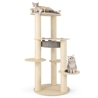 5-level Wooden Cat Tree w/Fully Wrapped Sisal Scratching Posts, Indoor Kittens