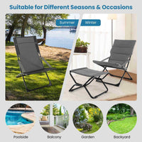 Outdoor Portable Patio Folding Sling Chair with Ottoman, Ottoman Set for Deck