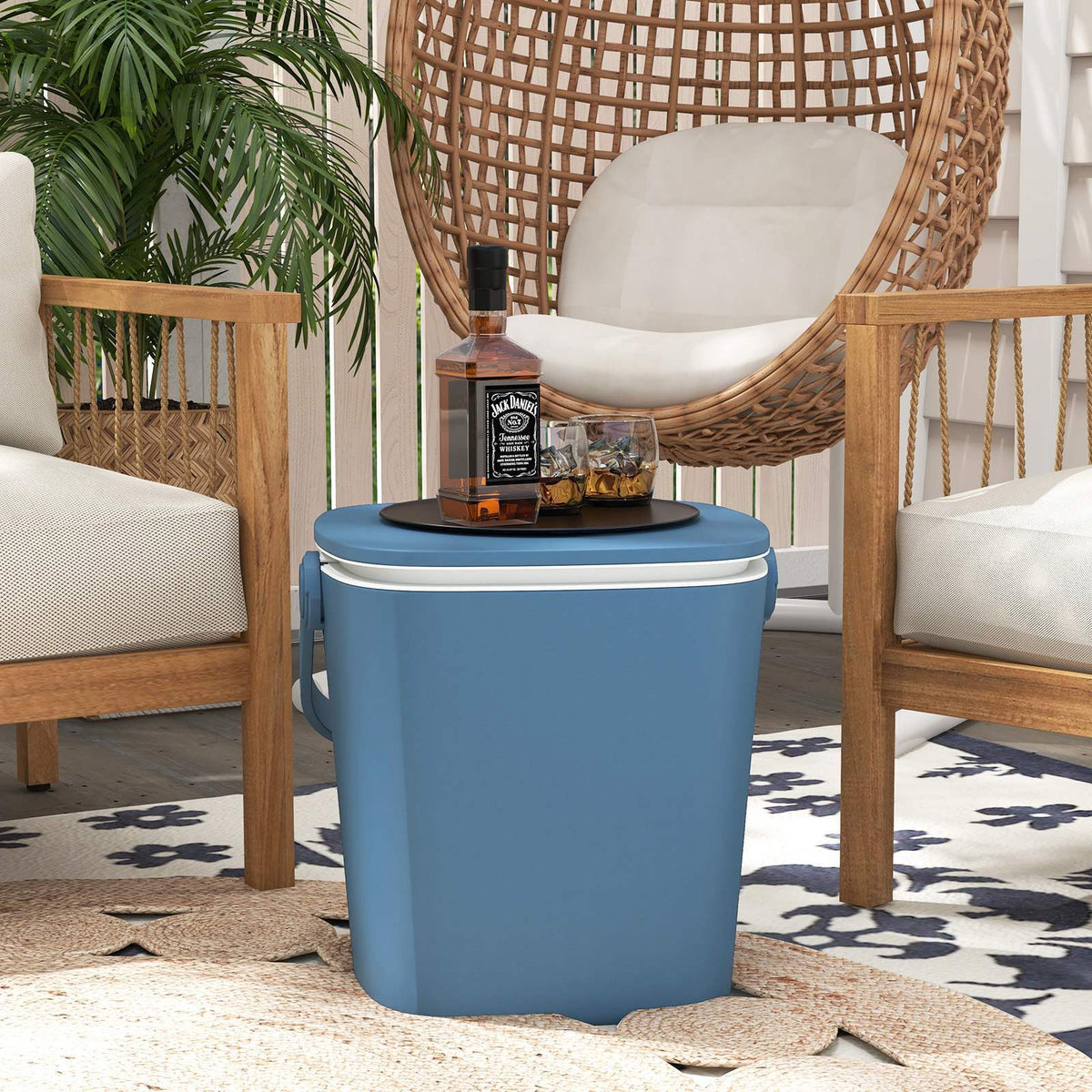 15L Portable Cooler Bar Bucket Table Outdoor Furniture Patio Poolside Storage