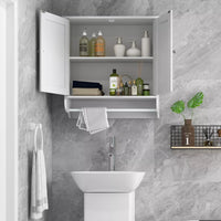 Bathroom Wall Cabinet Over The Toilet Medicine Cabinet w/ 2 Doors Towel Bar