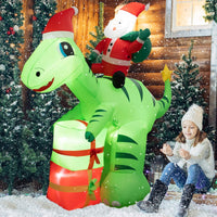 Christmas Inflatable Decoration 2.5 m Lighted Santa Claus Dinosaur w/ Gift Boxes