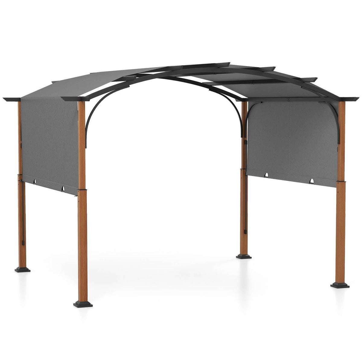 3m x 3.6m Outdoor Metal Retractable Pergola with Retractable Canopy Garden Patio