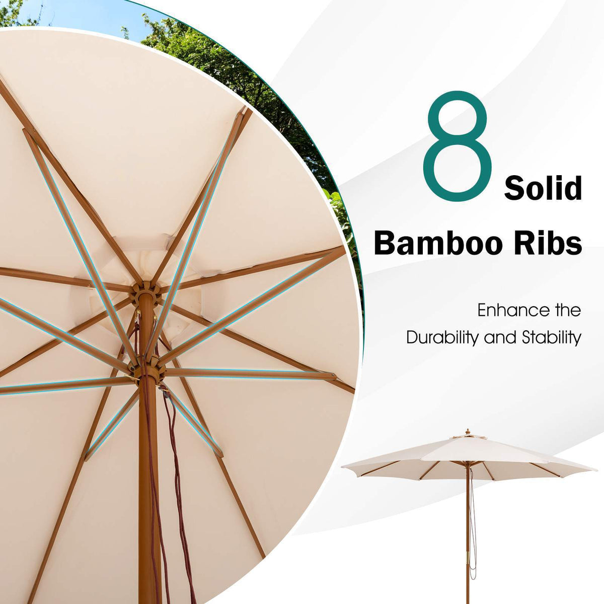 3M Outdoor Patio Umbrella w/Ventilation Hole,Poolside, Backyard and Beach, Beige