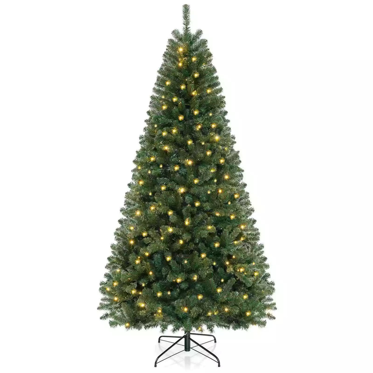 1.8/2.1/2.4M Pre-Lit Christmas Tree Artificial Xmas Decor w/8 Lighting Modes