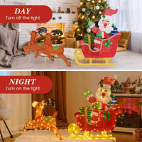 Pre-lit Christmas Santa Claus & Reindeer Sleigh Xmas Decor Set w/ 239 LED Lights