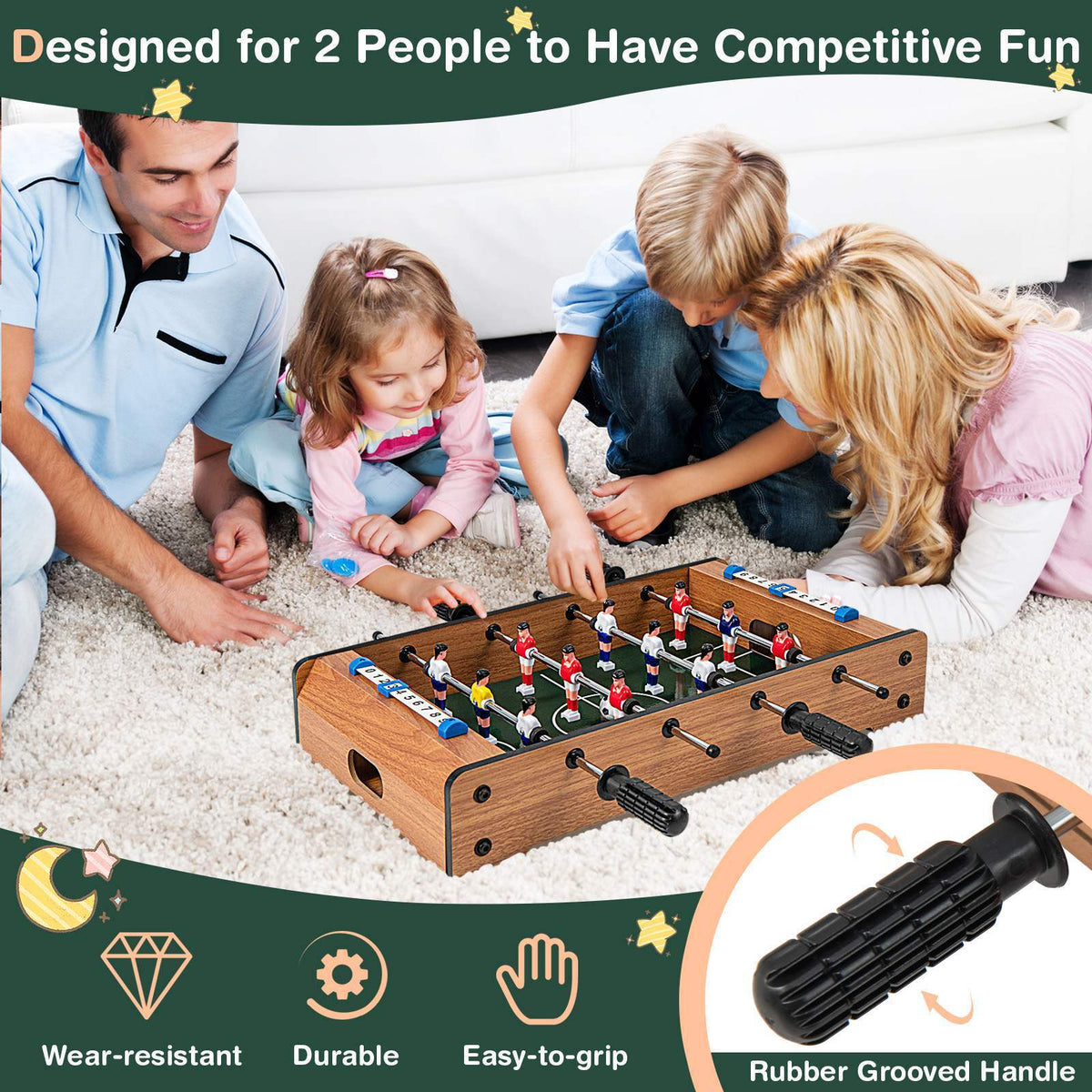 Mini Foosball Table,Compact Indoor Tabletop Game Table, Kid, Adult, Party, Home