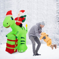 Christmas Inflatable Decoration 2.5 m Lighted Santa Claus Dinosaur w/ Gift Boxes