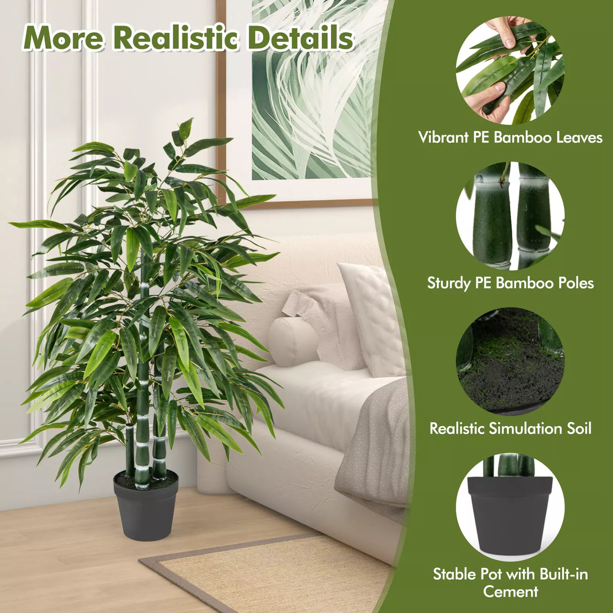 Tall Artificial Potted Tree 2 Pack Fake Bamboo Leave Tree Artificial Tree