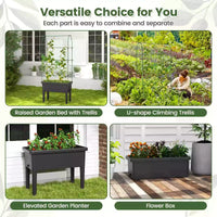 Self-watering Raised Garden Bed Elevated Planter w/Climbing Trellis Herbs Fruits