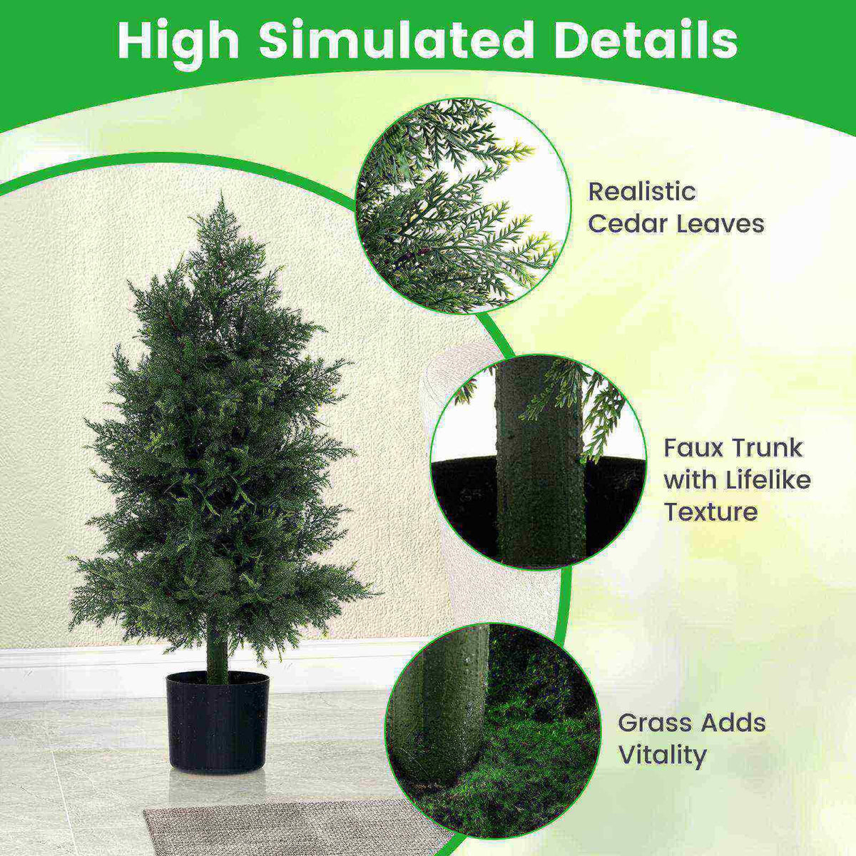 Artificial Cedar Topiary Tree Fake Pine Tree Indoor Outdoor Decorative Plant