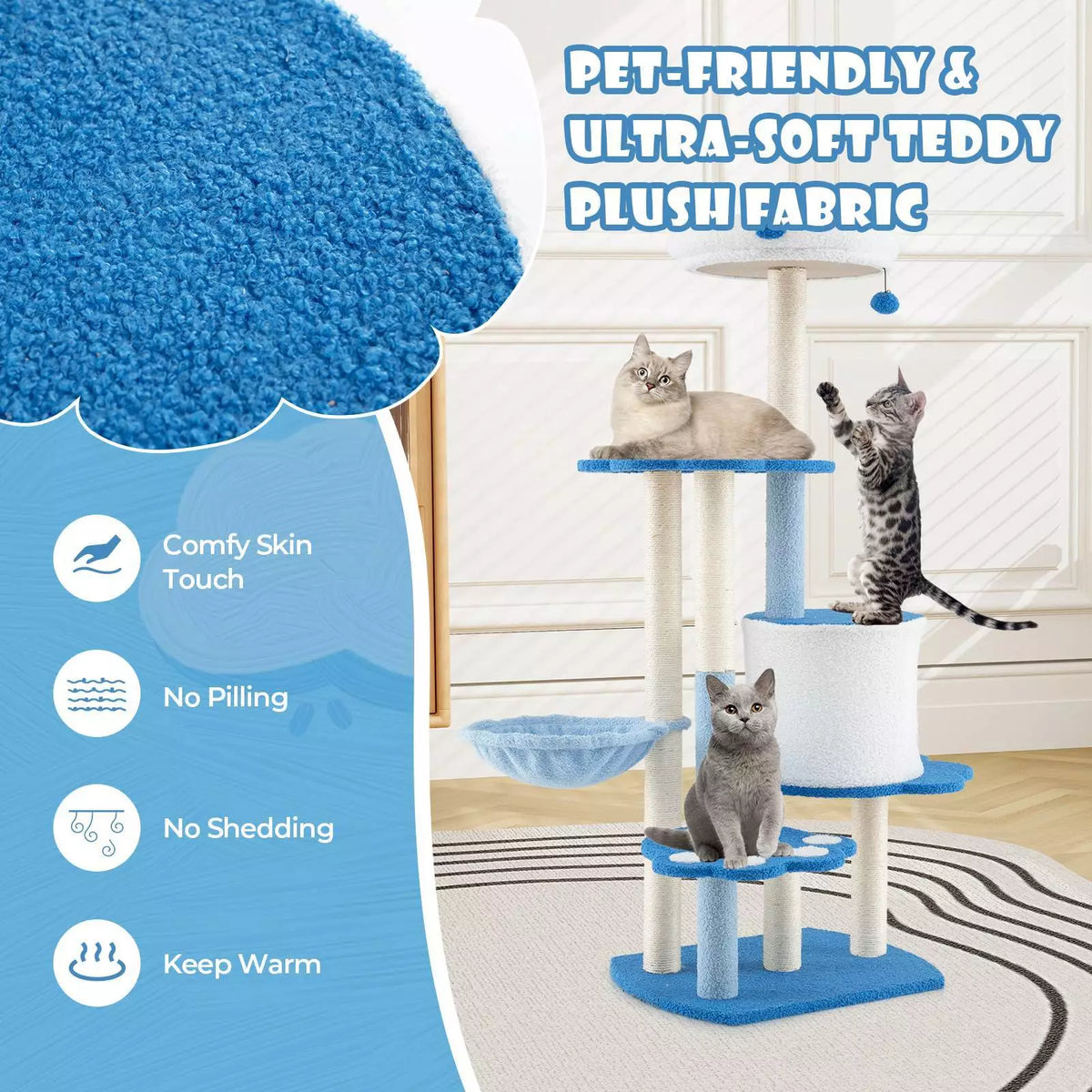 Tall Modern Cat Tree Tower w/ Sisal Scratching Posts for Kitten and Adult Cat