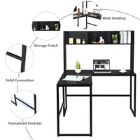 140cm L-Shaped Desk Corner Computer Desk Writing Workstation Table w/Hutch