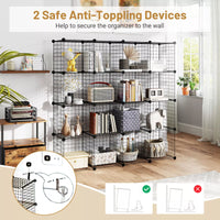 16 Cubes DIY Organizer Wire Cube Stackable Storage Shelves Modular Bookshelf