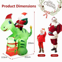 Christmas Inflatable Decoration 2.5 m Lighted Santa Claus Dinosaur w/ Gift Boxes