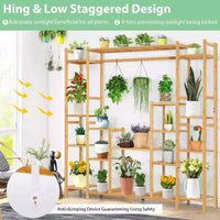 9-Tier Large Plant Shelf Bamboo Crisscross Storage Shelf for Flowers Toys Decor