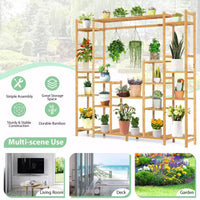 9-Tier Large Plant Shelf Bamboo Crisscross Storage Shelf for Flowers Toys Decor