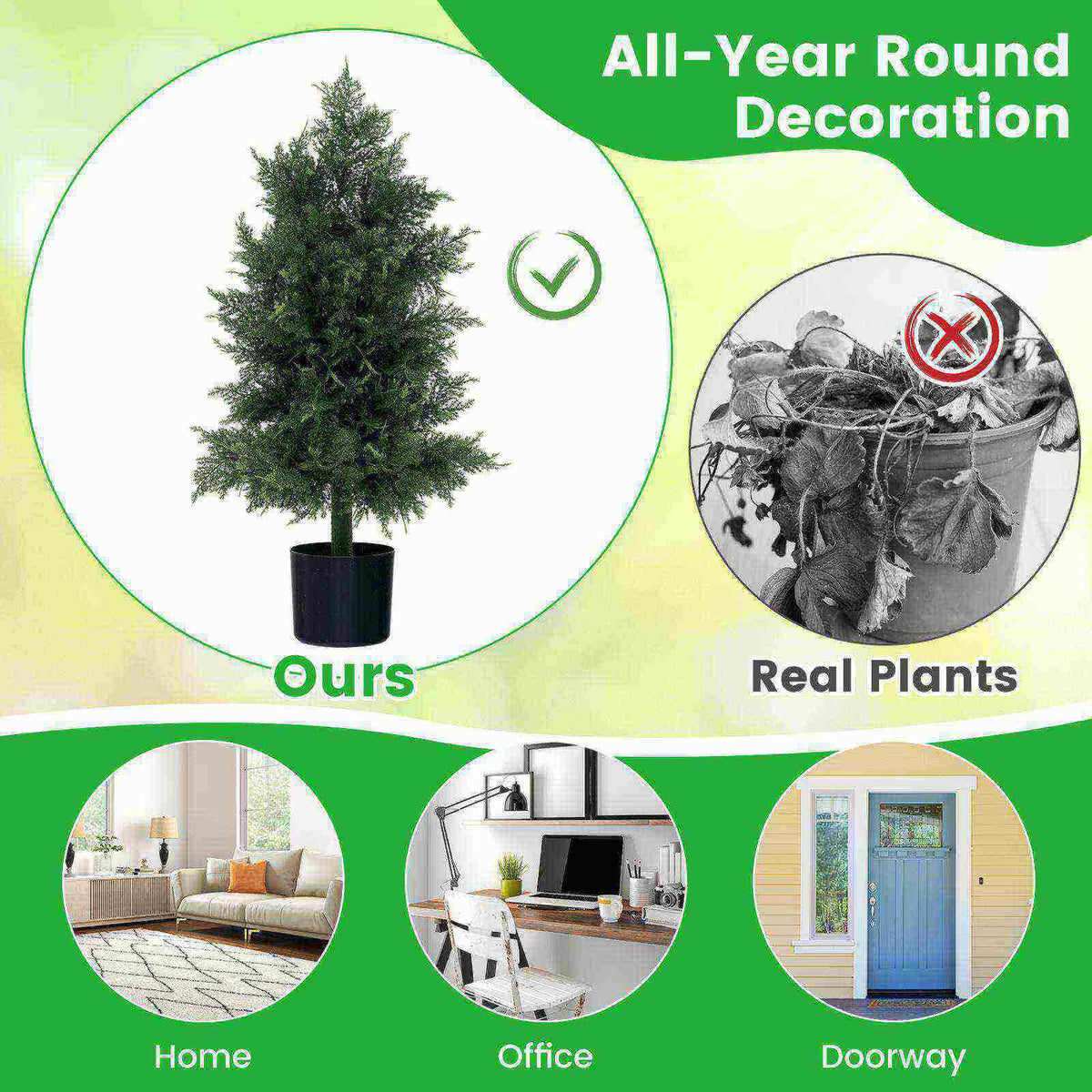 Artificial Cedar Topiary Tree Fake Pine Tree Indoor Outdoor Decorative Plant