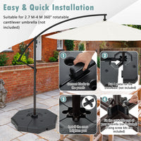 4PCS Cantilever Offset Outdoor Umbrella Base Parasol Holder Water Sand Filled