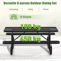 Outdoor Picnic Table & Bench Set for 8, 184cm Commercial Table for Garden, Lawn