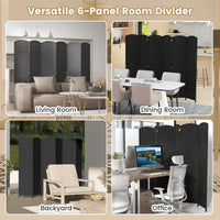 6-Panel Folding Room Divider Tall Privacy Screen Freestanding Wall Divider