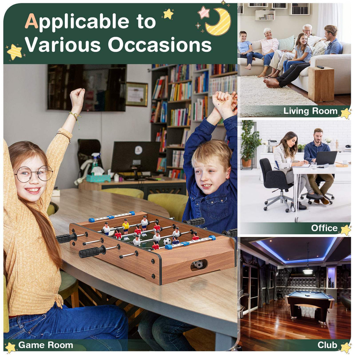 Table Fun Object Mini Foosball Table,Compact Indoor Tabletop Game Table, Kid, Adult, Pa ...
