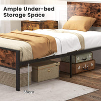 Single Metal Bed Frame Platform Bed w/ Headboard & 35cm Under-bed Storage Space