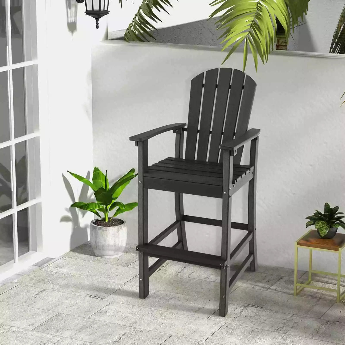 Outdoor Tall Adirondack Chair 77cm Seat Height HDPE Bar Height Bar Stool Balcony