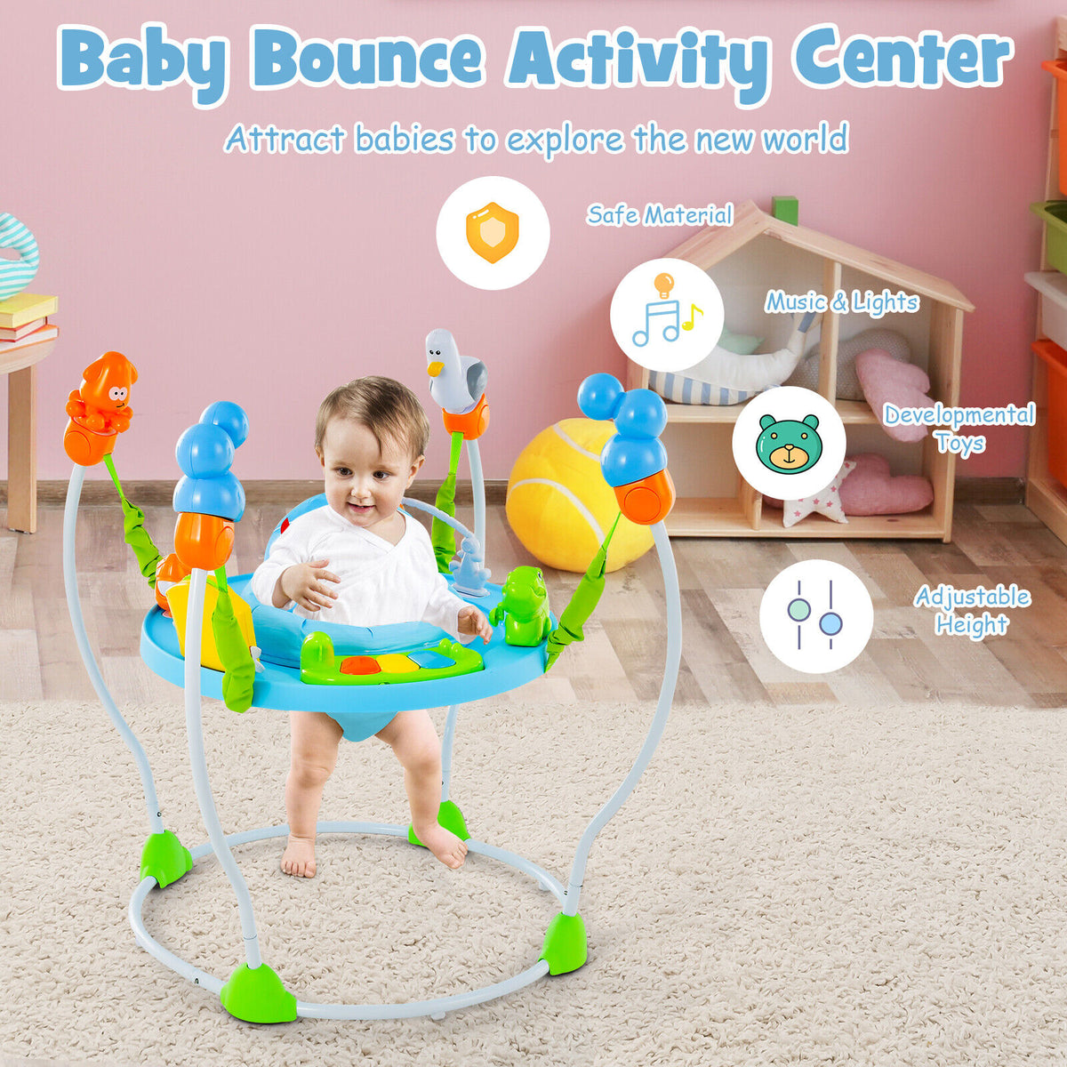 Baby Activity Jumpers and Bouncers Infant Activity Center w/5 Adjustable Heights