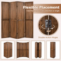 4/6 Panels Pegboard Display 170cm Folding Room Divider Privacy Screen Brown