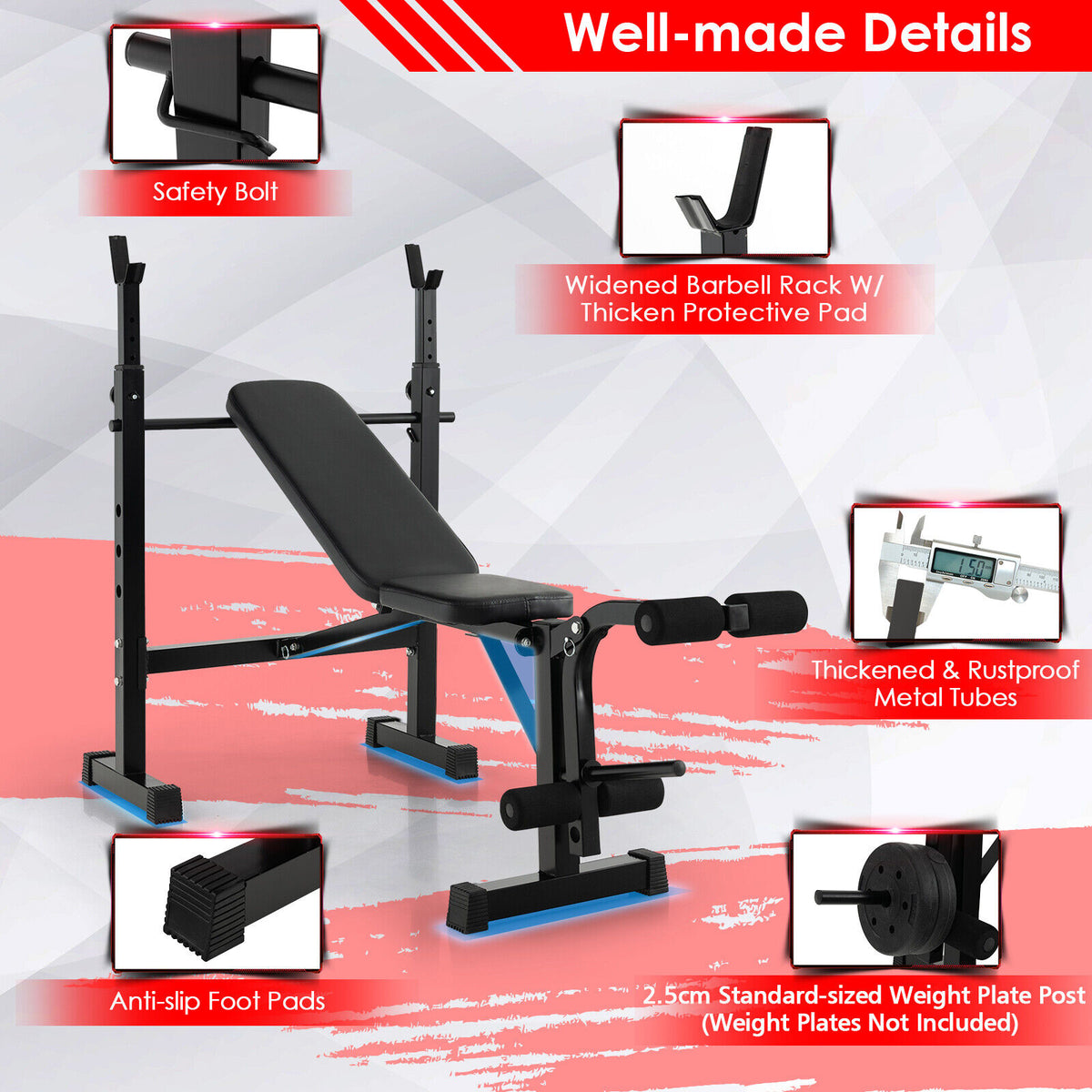Adjustable Weight Bench,Multipurpose Fitness Incline Flat Weight Bench, Home Gym