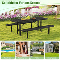 Outdoor Picnic Table & Bench Set for 8, 184cm Commercial Table for Garden, Lawn