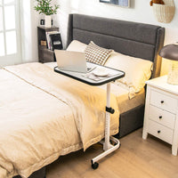 Portable Overbed Table Bedside Table Adjustable Multi-angle w/ Universal Wheels