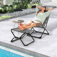 Outdoor Portable Patio Folding Sling Chair with Ottoman, Ottoman Set for Deck