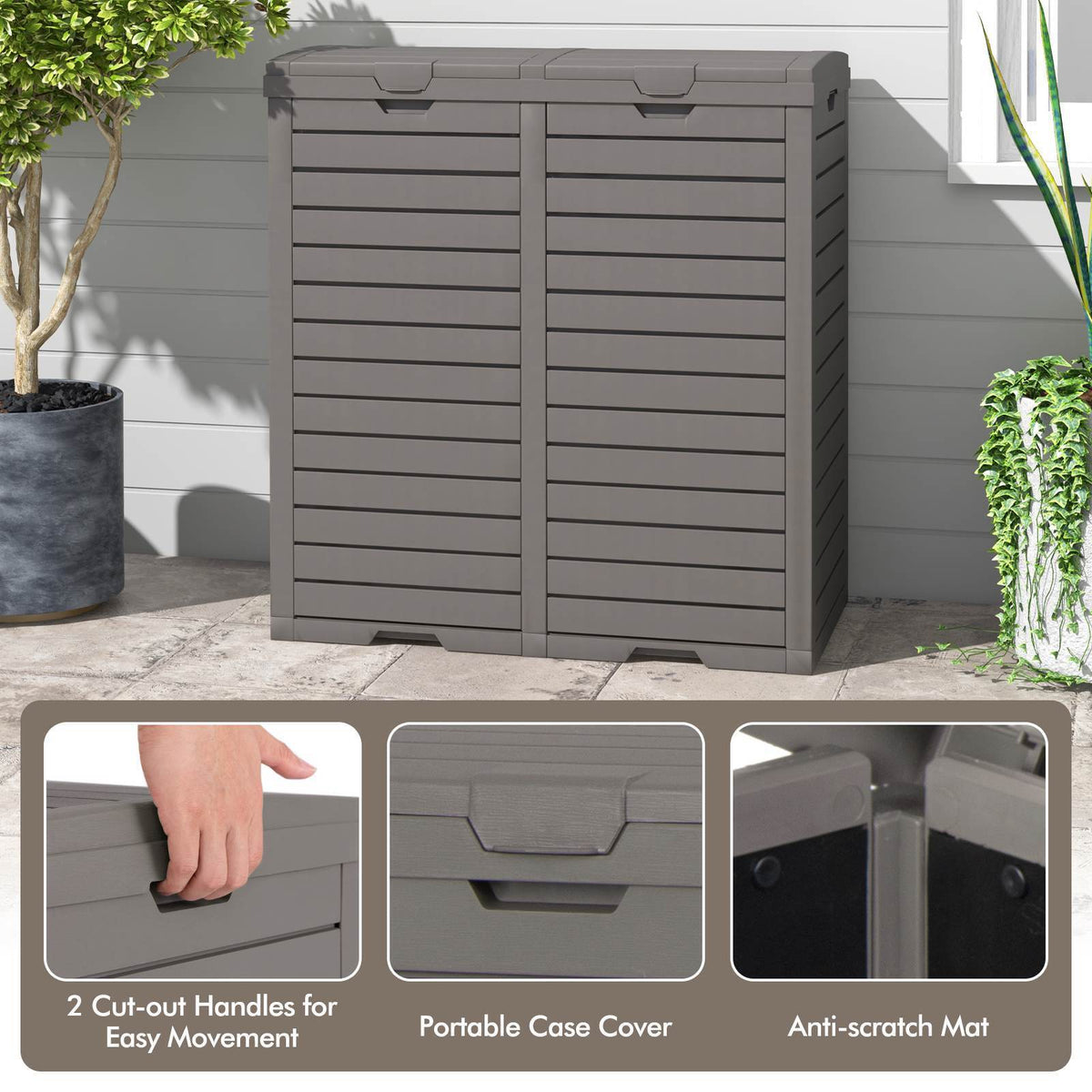 235 L Outdoor Trash Can, Waterproof Double Bucket Waste Bin,Garden, Deck,Kitchen