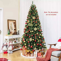 1.8/2.1/2.4M Pre-Lit Christmas Tree Artificial Xmas Decor w/8 Lighting Modes