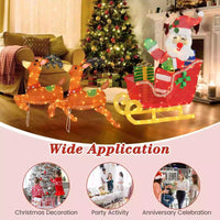 Pre-lit Christmas Santa Claus & Reindeer Sleigh Xmas Decor Set w/ 239 LED Lights