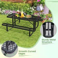 Outdoor Picnic Table & Bench Set for 8, 184cm Commercial Table for Garden, Lawn