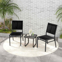 2 Pieces Outdoor Patio Armless Dining Chairs, Heavy-Duty Aluminum Frame,Backyard