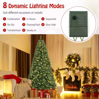 1.8/2.1/2.4M Pre-Lit Christmas Tree Artificial Xmas Decor w/8 Lighting Modes