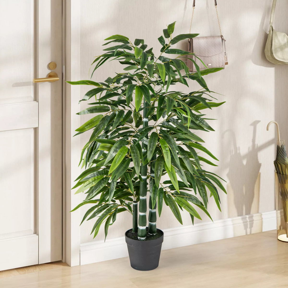 Tall Artificial Potted Tree 2 Pack Fake Bamboo Leave Tree Artificial Tree