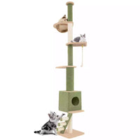 218-253cm Adjustable Height 5-Tier Floor to Ceiling Cat Tree w/ Sisal Posts Rope