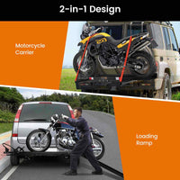 270kg Capacity Hitch-Mounted Motorcycle Carrier, Heavy Duty Steel, Truck SUV Car