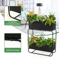 2-Tier Metal Elevated Garden Bed Raised Planter Box Flowers Plant Stand