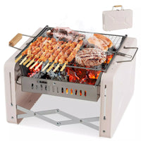 Portable Charcoal Grill with Foldable Body & Charcoal Box for Outdoor Cooking