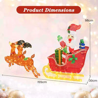 Pre-lit Christmas Santa Claus & Reindeer Sleigh Xmas Decor Set w/ 239 LED Lights