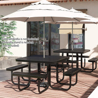 Heavy Duty Square Picnic Table & Bench for 8, 116cm Commercial Table for Garden